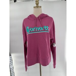 Carhartt Women Pink Tencel Fiber Series Loose Fit Graphic Hoodie Small NWT